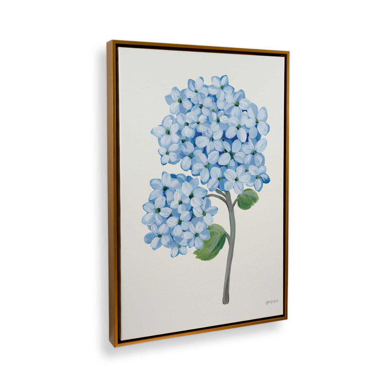 «Nantucket Blue Hydrangea II» par Yvette St. Amant, reproduction d'art, H 32 po x l 24 po, Doré, Cadre flottant