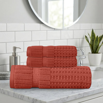 Ensemble de serviettes 3 pièces Willow - 100% coton peigné, qualité supérieure 630 g / m², corail, ultra-doux et très absorbant (1 ensemble de bain, 2 essuie-mains)
