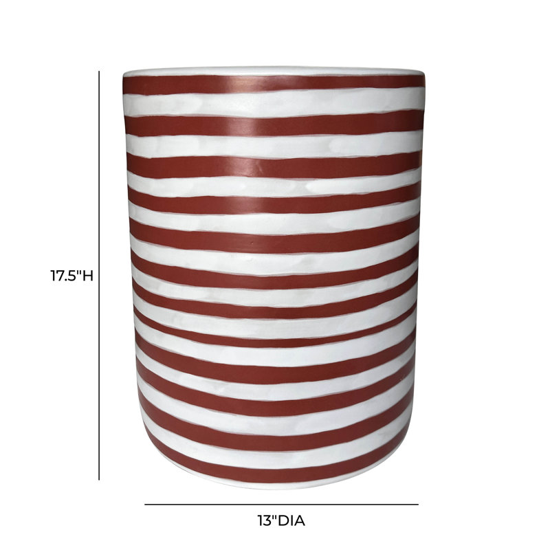 Tempest Ceramic Table In Red Stripes