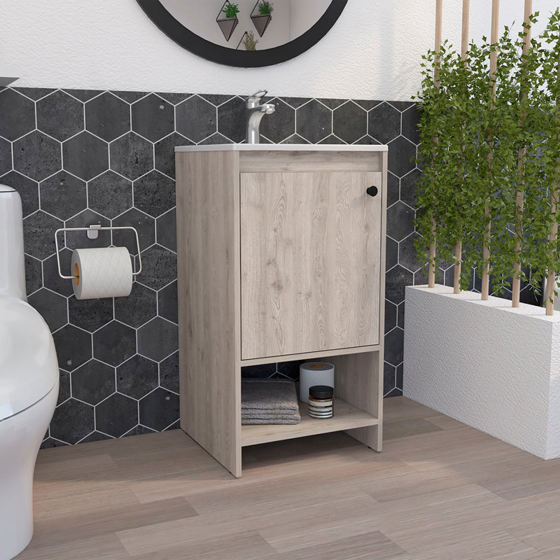Armoire de meuble-lavabo autoportante à 1 tablette Westbury - gris clair, Gris clair