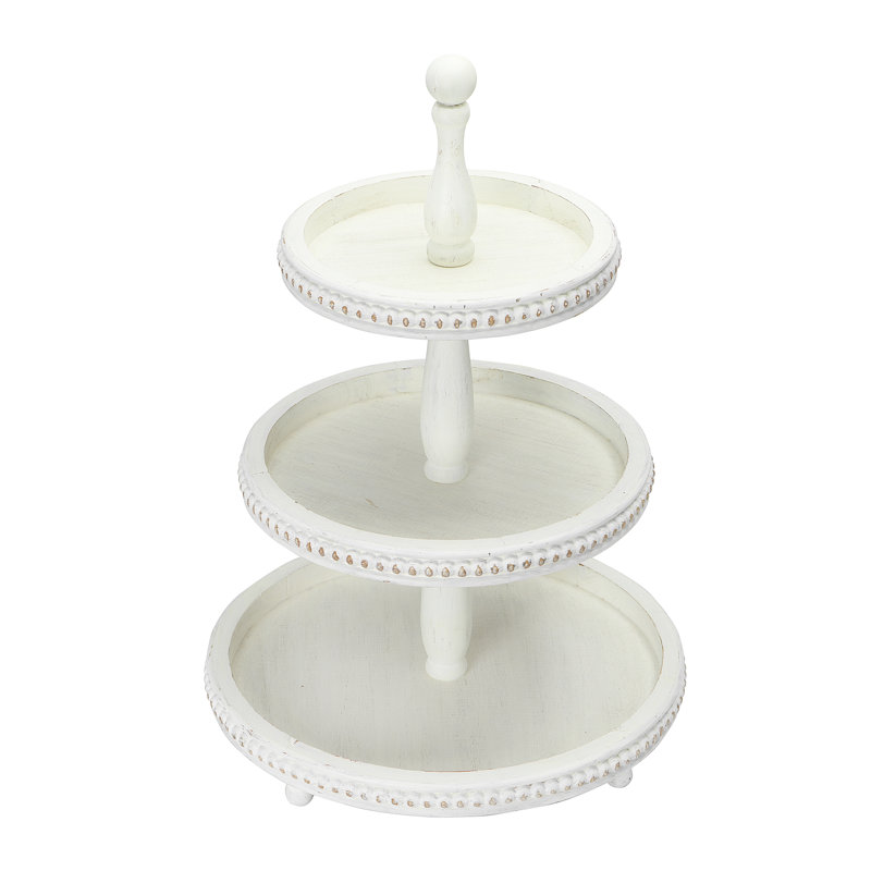 Plateau rond en bois Alberts, Blanc
