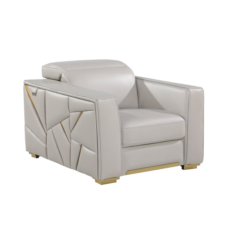 Fauteuil Eain, Gris clair, Or