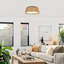 20" 3-light Hand-Woven Rattan Drum Flush Mount