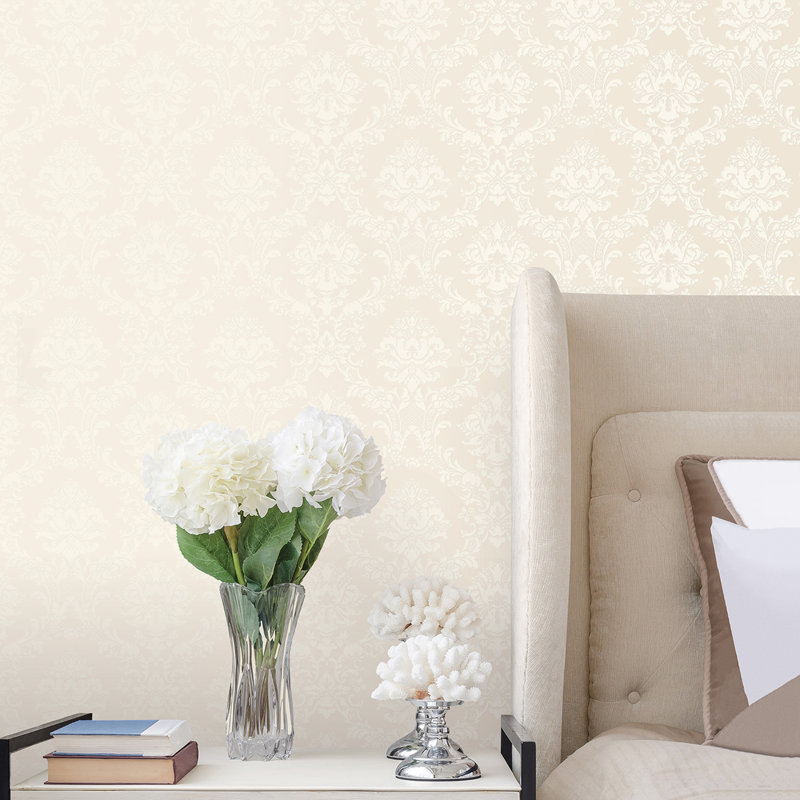Palmwood 10m x 52.8cm Semi-Gloss Wallpaper Roll, Cream