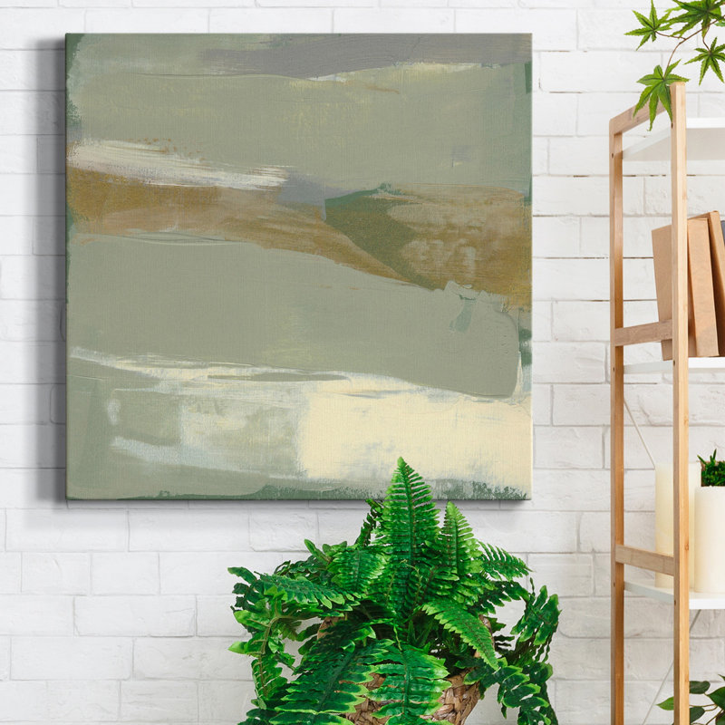 «Sage & Gold Swipe III», toile tendue avec châssis - Prêt à accrocher2759252, H 10 po x l 10 po x P 1 po