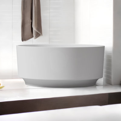 49 " L x 49 " W Freestanding and Mounting / Installation Required Solid Surface Bathtub