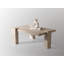 Table basse moderne, couleur travertin, 43,3 po x 17,9 po x 27,6 po | Panneau de particules 100% enduit de mélamine avec pieds en panneau de particules | Capacité de charge de 220 lb | Conception élégante en marbre de fantaisie pour les espaces de vie contemporains