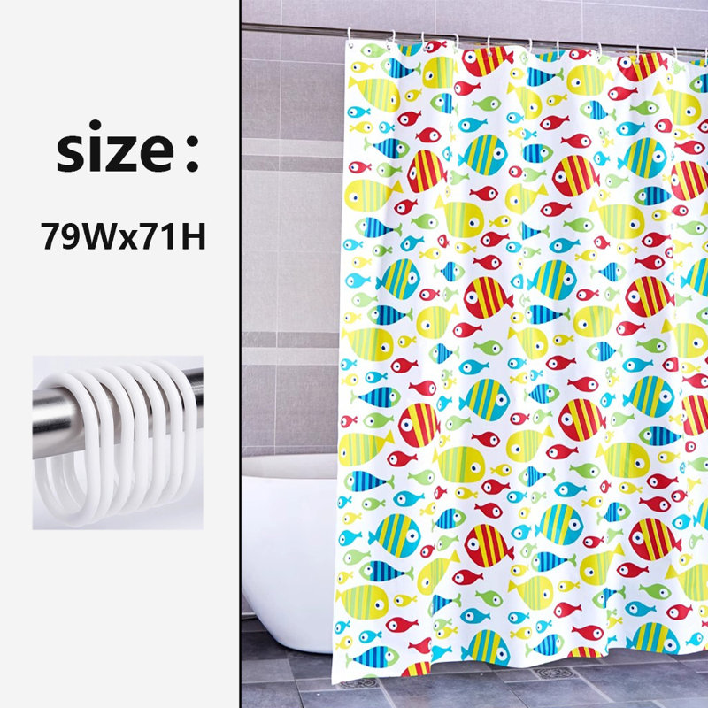 Rideau de douche avec crochets inclus, H 71 po x l 79 po