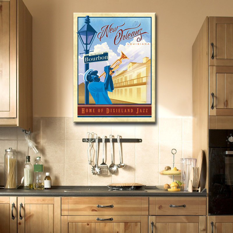 Jazz - Nouvelle-Orléans - Reproduction de publicité sur toile tendue, H 16 po x l 12 po x P 1,5 po