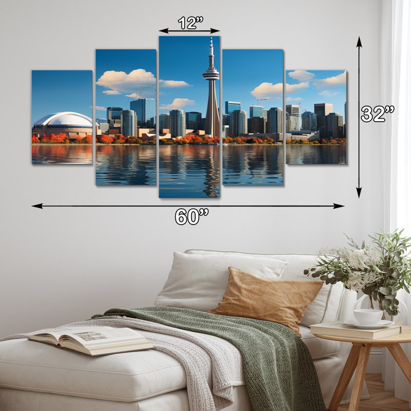 «Torontos Skyline Is In Context» - art mural sur toile City Toronto - 5 panneaux