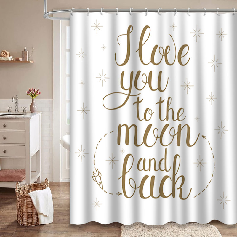 Rideau de douche abstrait 12 étoiles I Love You, L 72 po x l 84 po