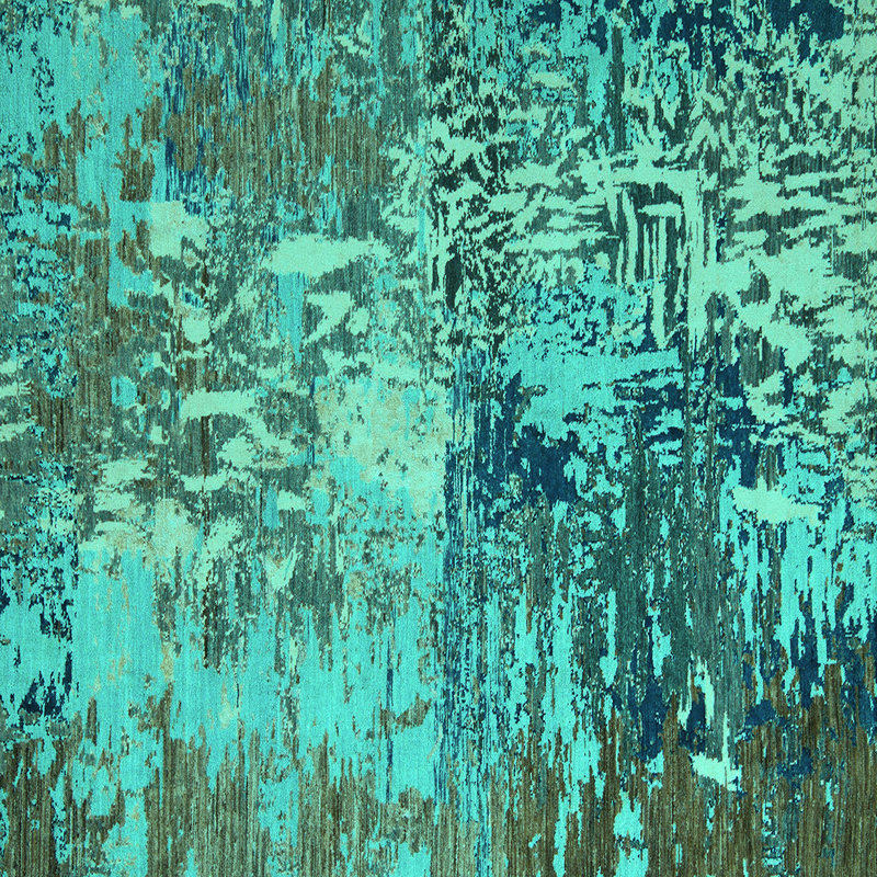 Washable Abstract Indoor Rug, Square 4'