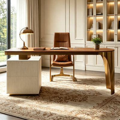Bureau double caisson en bois manufacturé avec tiroirs couleur de l'image