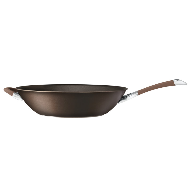 Circulon Symmetry Hard-Anodized Nonstick Induction Stir Fry Pan with Helper Handle, 14-Inch, 14-in., Chocolate