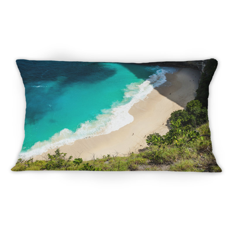 Vue aérienne de la plage tropicale V - Coussin décoratif imprimé nautique et côtier 1