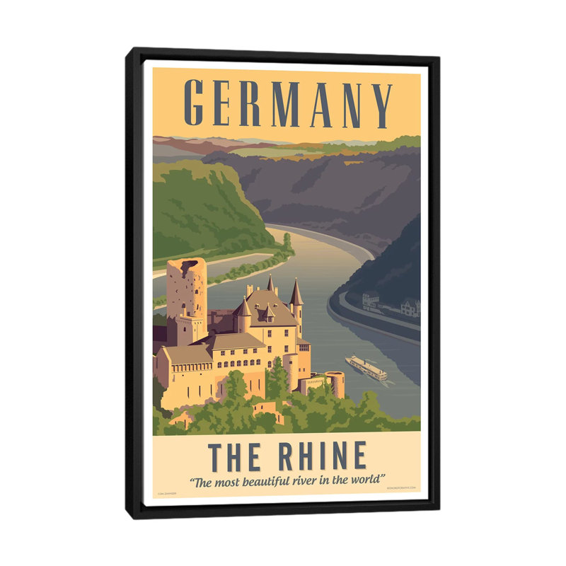 " Germany Travel Poster " by Jim Zahniser, Black Framed Canvas, No Mat, 26" H x 18" W x 1.5" D