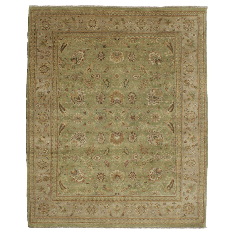 Tapis beige de style traditionnel 10 pi x 14 po noué la main one-of-kind Earle