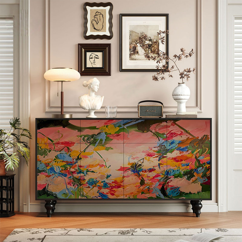 Armoire d'entrée de style français à motif floral rétro