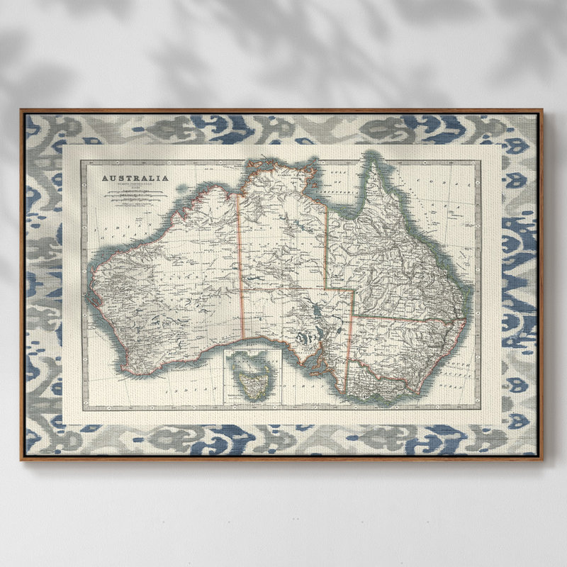 Carte frontalière de l'Australie, Noyer, H 25 po x l 37 po x P 2 po
