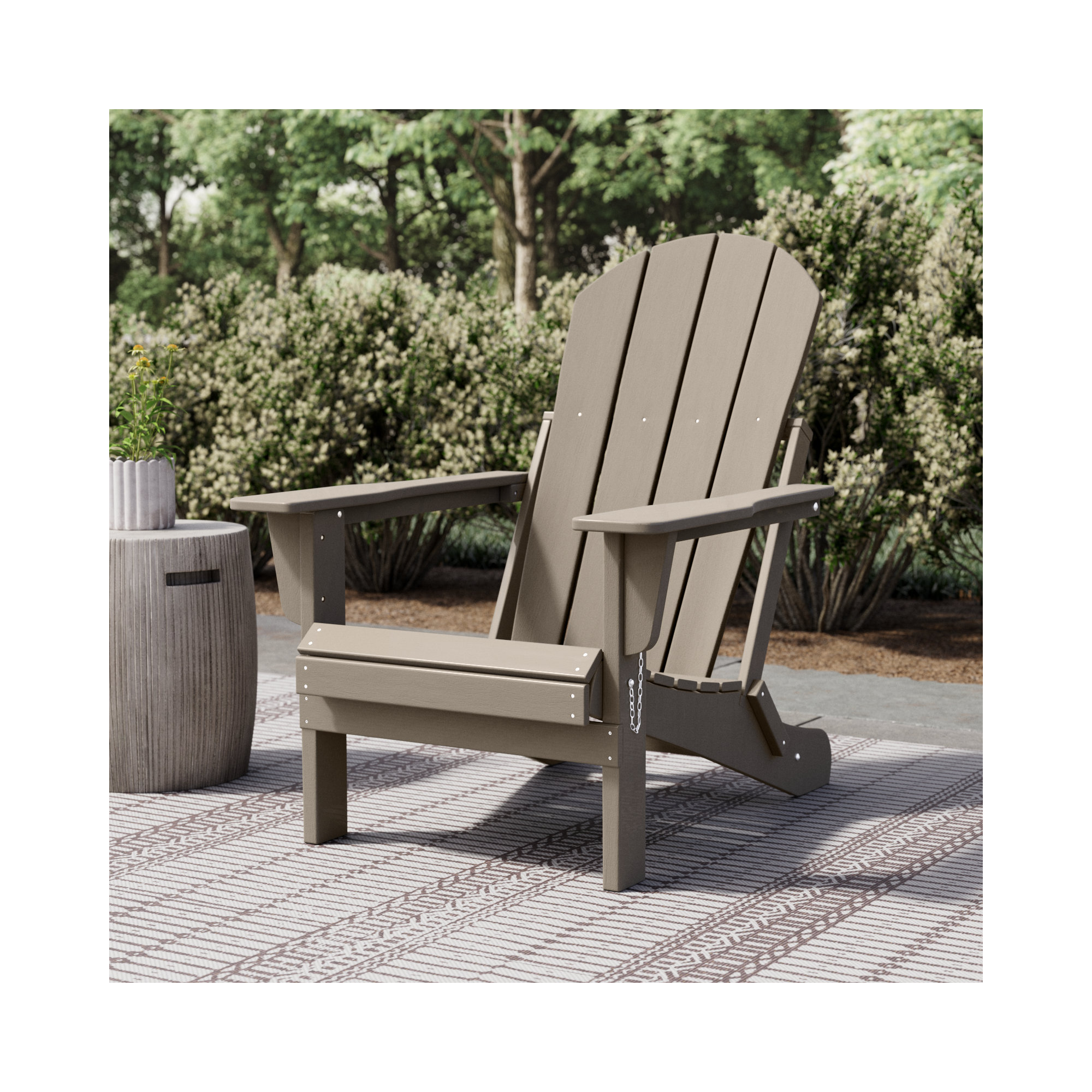 Laguna Foldable Outdoor Adirondack Set, Weathered Wood
