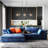 6-Light Sloped Ceiling Linear Pendant Chandelier with 4 Adjustable Rods, Globe Seeded Glass