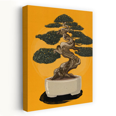 Elegant Bonsai Tree Abstract Contemporary Wall Art Print 1 Piece Wrapped Canvas Wall Art