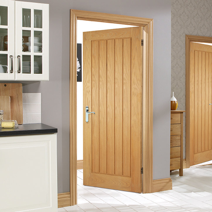 Mexicano Prefinished Oak Internal Fire Door, 204cm H x 92.6cm W x 4.4cm D