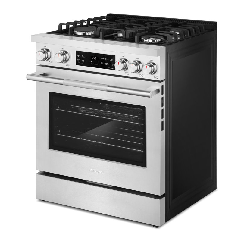 Cosmo 30 in. Stellar Collection 4.8 cu. ft. Gas Range, 5 Burners, Convection Oven, Cast Iron Grates, Stainless Steel