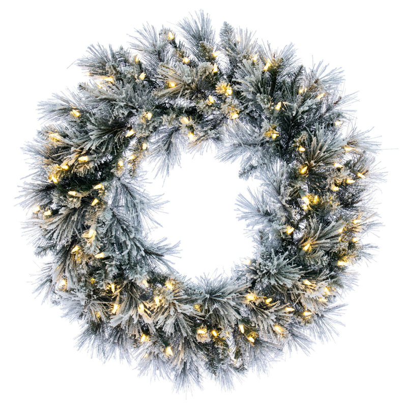 Faux Lighted Pine 30'' Wreath
