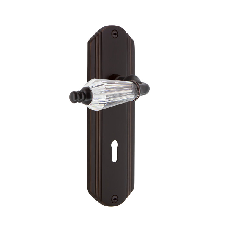 Deco Plate with Decorative Keyhole and Privacy (Bed & Bath) with Parlour Lever, 2.375", Timeless Bronze