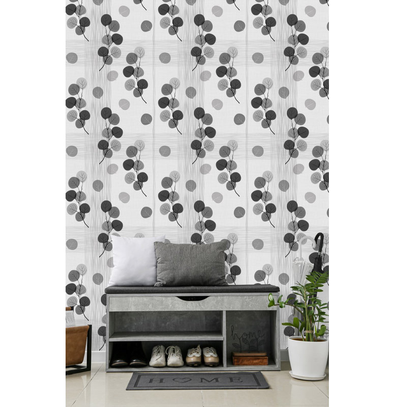 Grey Leaves Wallpaper Floral Tile