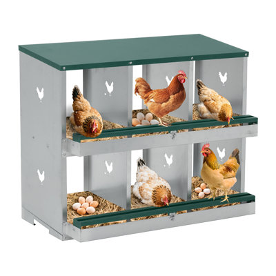 Boîte de nidification en métal pour poulets avec grands trous aérés