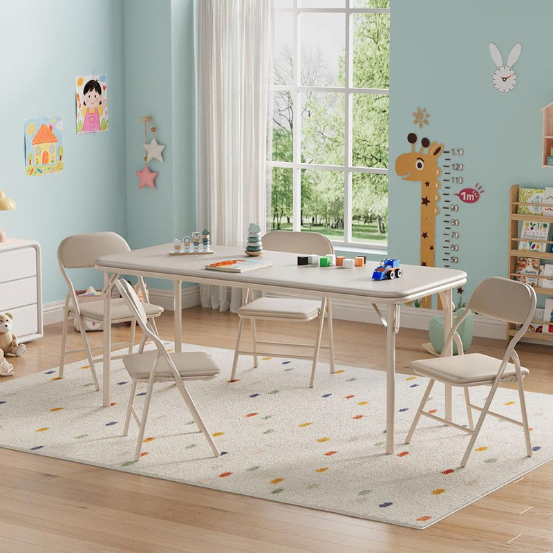Ensemble 5 pièces de table pliante et chaises pour enfants, table d'activité pour garderie, salle de classe, salle à manger et jeu