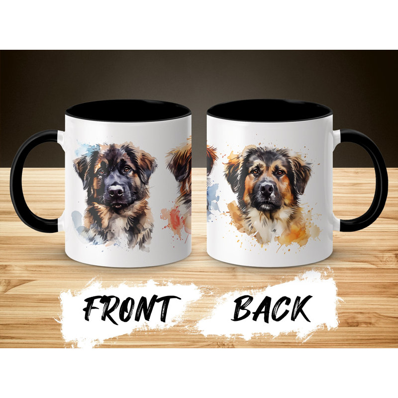 11oz Watercolour Bernese Mountain Dog Trio Mug, 2, Black