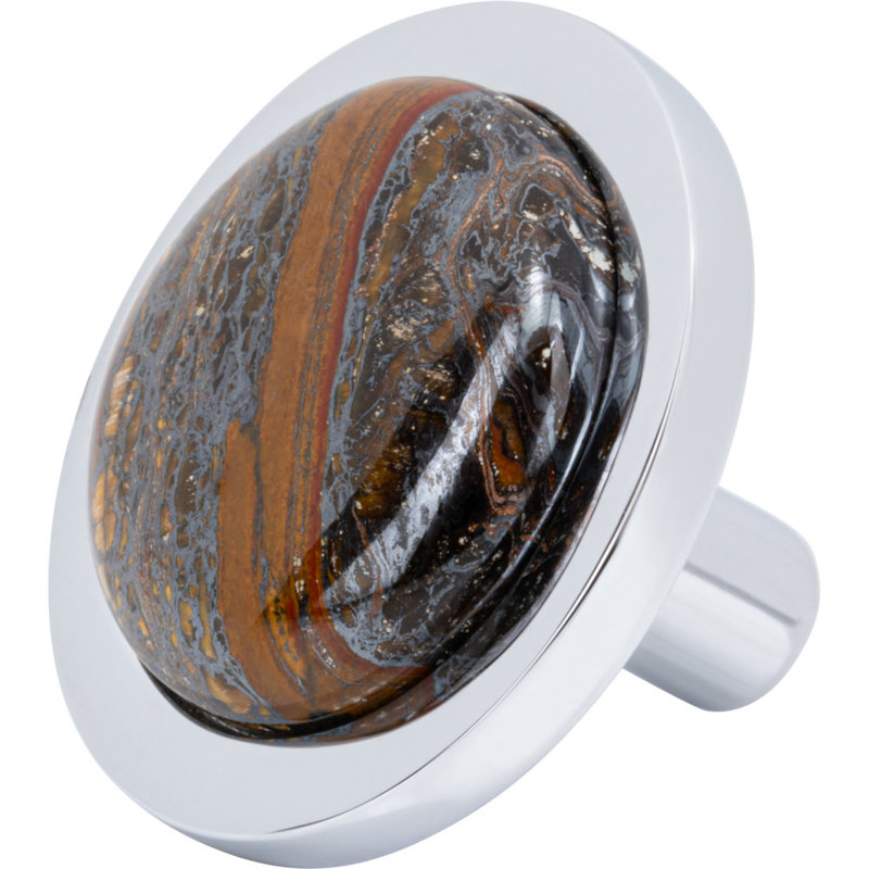 Firesky Diameter Knob, Polished Chrome, Iron Tiger Eye