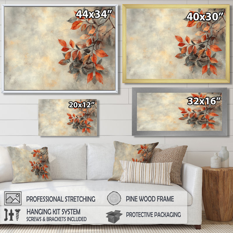 Orange orange feuilles VI - feuilles, art mural, Reproduction encadrée d'une seule photo, Noir, H 12 po x l 20 po