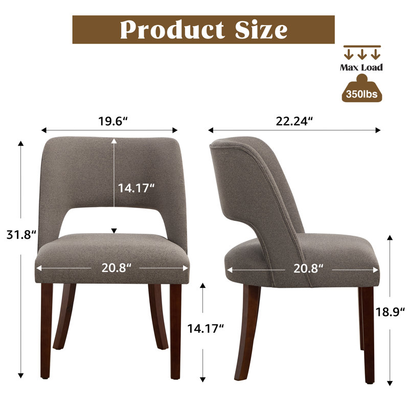 Chaise d'appoint rembourrée en bois massif, Brun