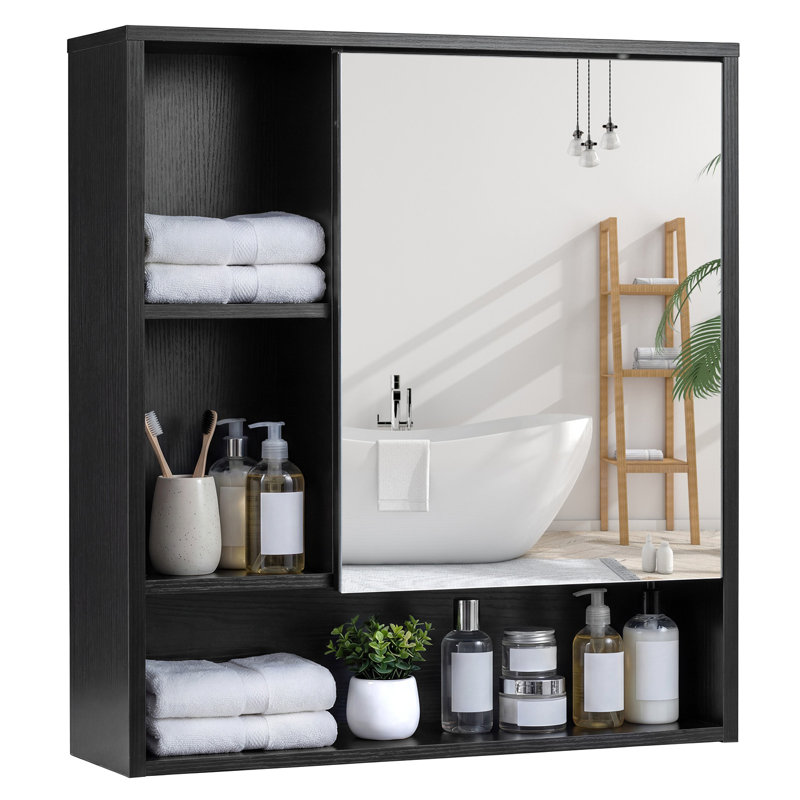 W H Medicine Cabinet Mirror, Black