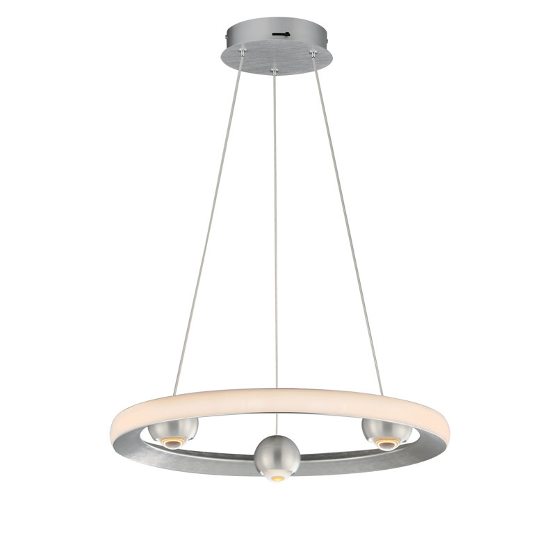Luminaire suspendu 1 lumière, Aluminium brossé, H 2,75 po x l 18 po x P 18 po