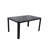 Modern Outdoor Aluminum Table With Alternating Wide And Narrow Slats, Angled Corners, Umbrella Hole, And Adjustable Non-Slip Pads