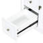 Meuble-lavabo blanc de 30 po en bois d'hévéa massif, lavabo en céramique, tiroir rabattable, tablette réglable et rangement pour porte