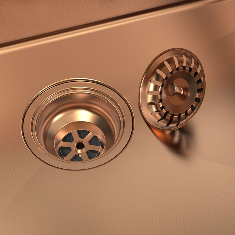 HIGOLD 33" L Undermount Double Bowl 16 Gauge 304 Stainless Steel Kitchen Sink, Rose Gold