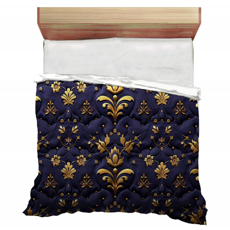 Floral Illustration Bathroom Ikat Comforter, Twin Extra Long Comforter 