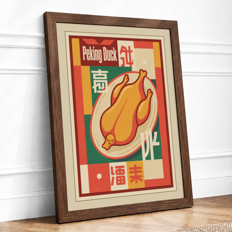Peking Duck Diner Retro - Framed Print, Walnut, A4 - 29.7 x 21.0 cm