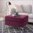 Ottoman, Burgundy Red Rectangle for Living Room with 2 Faux Fur Pillows | Brushed Silver Metal Legs-123499641