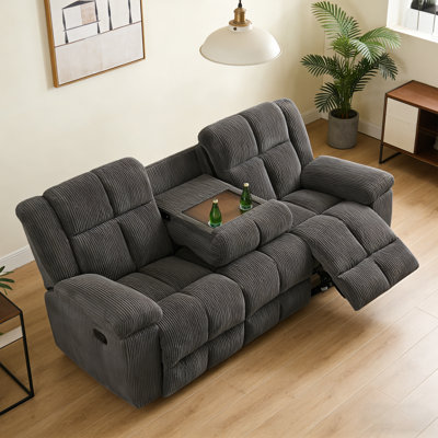 Canapé inclinable gris foncé pour trois personnes avec dossier en tissu épaissi résistant à l'usure réglable à 110-115 degrés Plaque de support inclinable confortable pour se détendre et soulager la pression à la taille