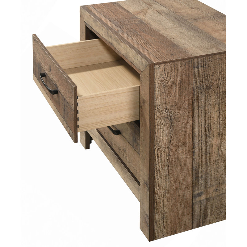 1Pc Two Drawers Nightstand Wooden Bedroom Furniture