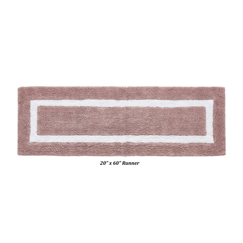 Tapis pour salle de bain réversible 100% coton Widman, Tapis de couloir 20 po x 60 po, Rose/Blanc