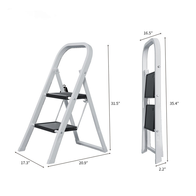 2 - Step Lightweight Folding Step Ladder, White