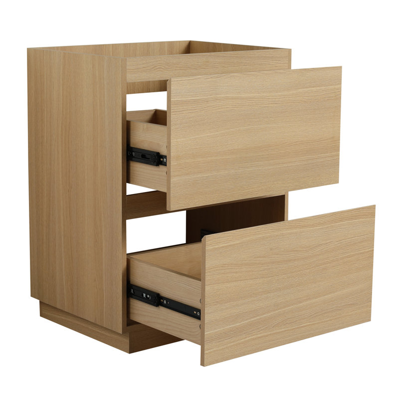 Meuble-lavabo autoportant de 24 po à deux tiroirs en bois d'ingénierie avec élément enchanteur
